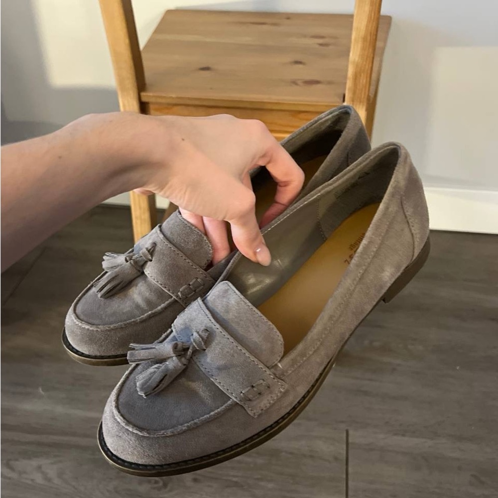 Gray Tassel Loafers for Women